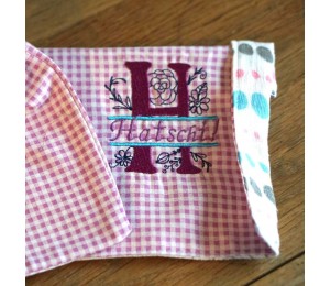 Stickdatei - Doodle Blumen Alphabet Monogram geteilt "H"